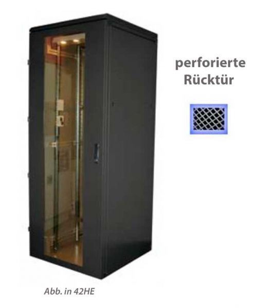 19 Zoll Serverschrank RZA 42 HE BxT 800 x 1000 mm perforierte Tür hinten schwarz