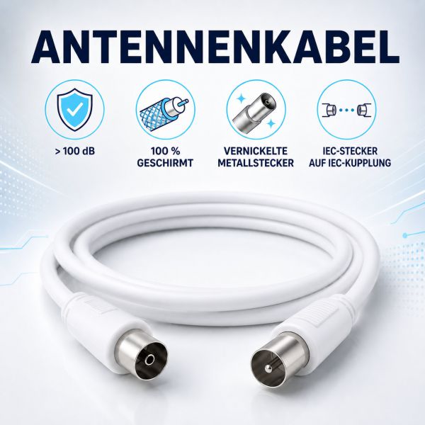 Antennenkabel 100 dB, weiß