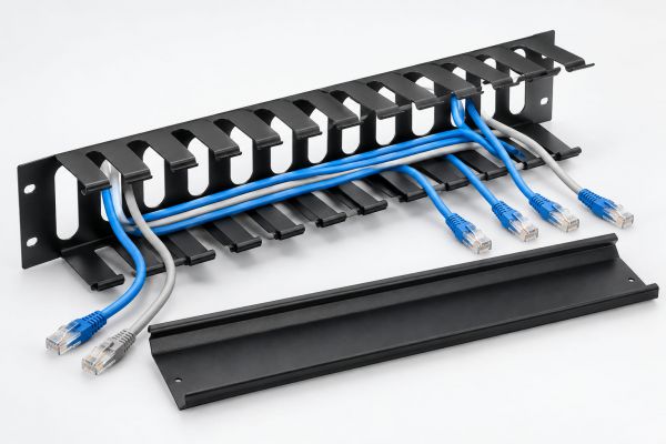 19" Rangierpanel / Kabelordner Kabelmanagement 2HE mit Abdeckung