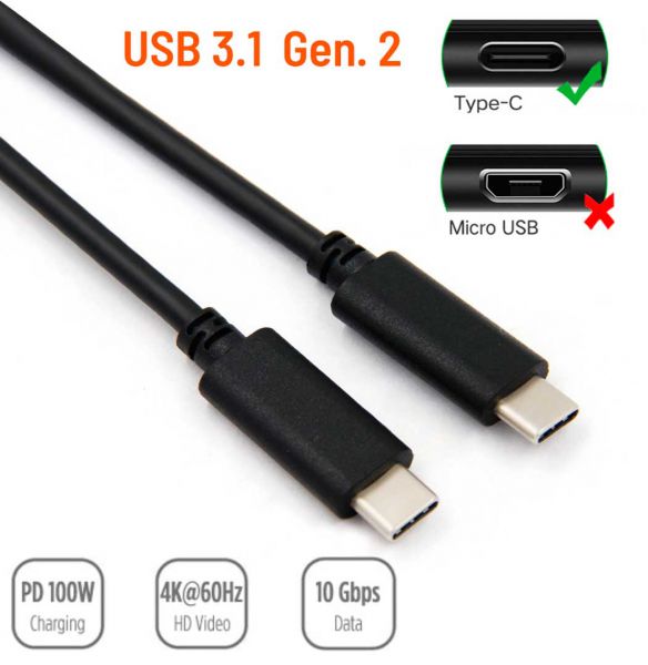 USB 3.1 Gen. 2 Kabel 2x USB C Stecker