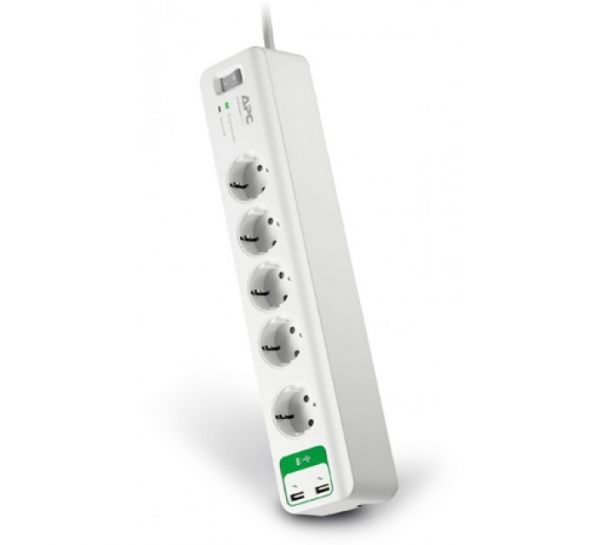APC PM5U-GR - 5-fach Schutzkontakt Überspannungsschutz Steckdosenleiste USB Charger