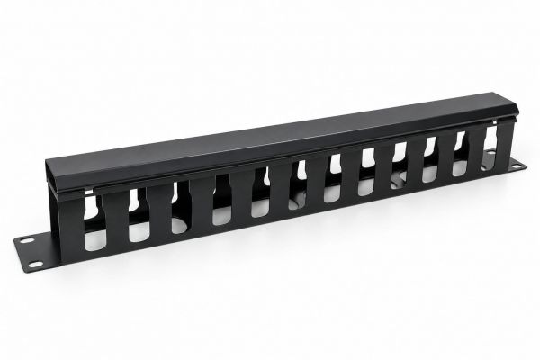 19" Rangierpanel / Kabelordner Kabelmanagement 1HE mit Abdeckung